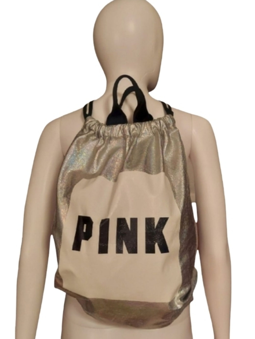 Victoria's Secret Pink Iridescent Silver Foil Logo Backpack/Bag